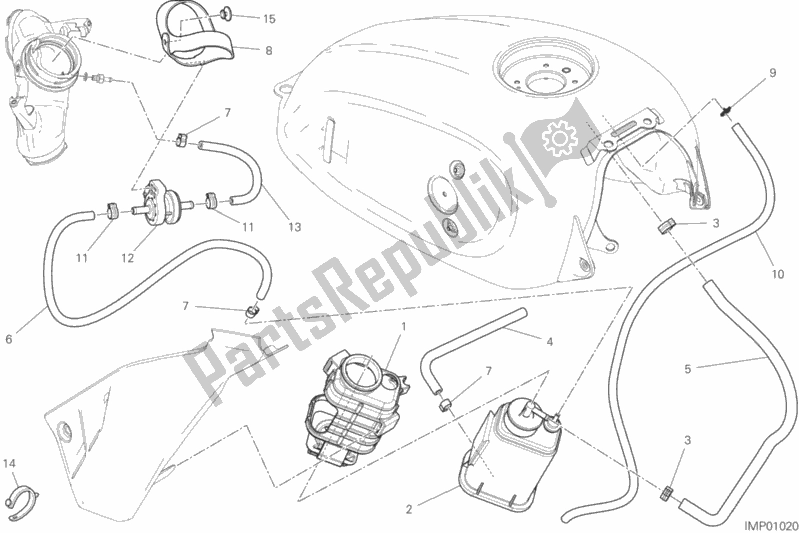 All parts for the Hot Air Pipe Canister of the Ducati Scrambler Cafe Racer 803 2017